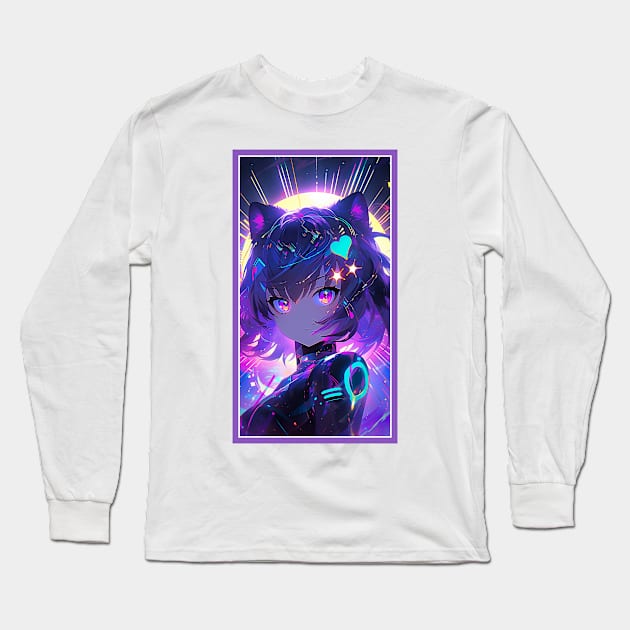 Anime Cute Cat Girl | Sci-Fi Manga Girl Anime Art Long Sleeve T-Shirt by AlNoah